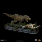 Preview: T-Rex attacks Donald Gennaro Statue 1:20 Demi Art Scale, Jurassic Park, 30 cm