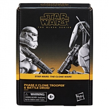 Phase II Clone Trooper & Battle Droid Action Figures Black Series Exclusive, Star Wars: The Clone Wars, 15 cm