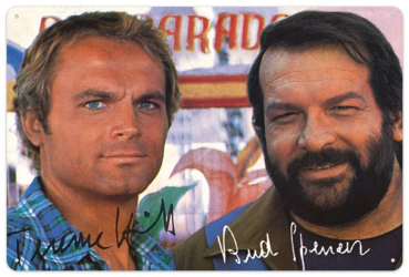 Bud Spencer & Terence Hill Tin Sign Autograph, 20 x 30 cm