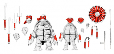 Black and White First Turtles (Mirage Comics) Action Figures, Teenage Mutant Ninja Turtles, 18 cm