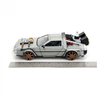 DeLorean (Railroad Wheels) Zeitmaschine DieCast-Modell 1:24 Hollywood Rides, Zurück in die Zukunft III