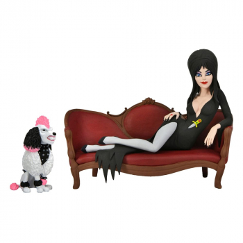 Elvira on Couch Vinyl-Figur Toony Terrors, Elvira - Herrscherin der Dunkelheit, 15 cm