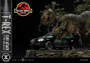 T-Rex Cliff Attack Statue 1:15 Legacy Museum Collection, Vergessene Welt: Jurassic Park, 53 cm