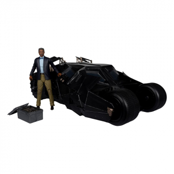 Tumbler Vehicle with Lucius Fox Action Figure DC Multiverse Gold Label, The Dark Knight, 46 cm