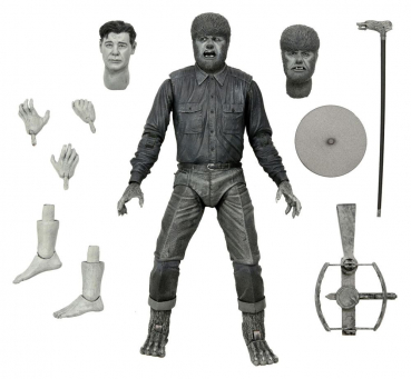 Ultimate The Wolf Man (Black & White) Actionfigur, Universal Monsters, 18 cm
