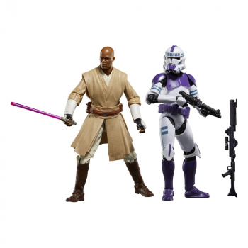 Mace Windu & 187th Legion Clone Trooper Action Figures Black Series Exclusive, Star Wars: Clones of the Republic, 15 cm