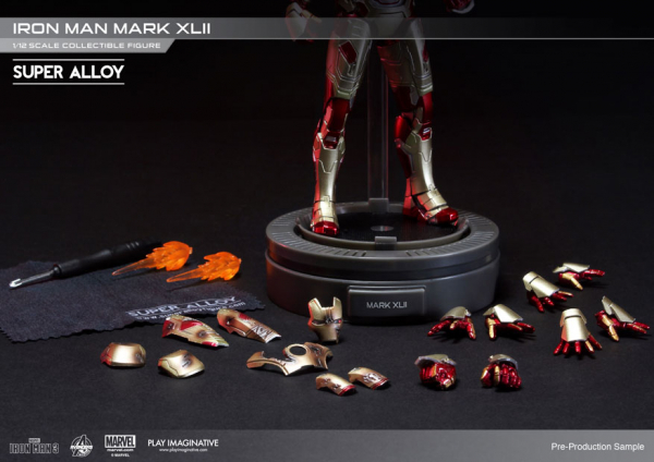 Iron Man Mark 42 DieCast-Actionfigur 1:12 Super Alloy, Iron Man 3, 15 cm