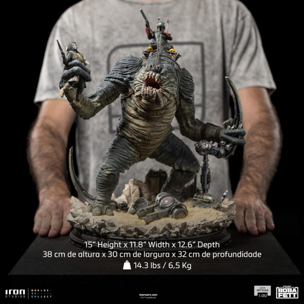 Boba Fett & Rancor Statue 1:20 Demi Art Scale, Star Wars: The Book of Boba Fett, 38 cm