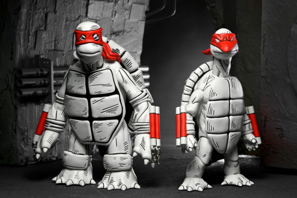 Black and White First Turtles (Mirage Comics) Action Figures, Teenage Mutant Ninja Turtles, 18 cm