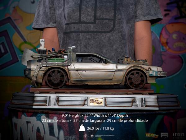 DeLorean Statue 1:10 Art Scale, Zurück in die Zukunft III, 57 cm