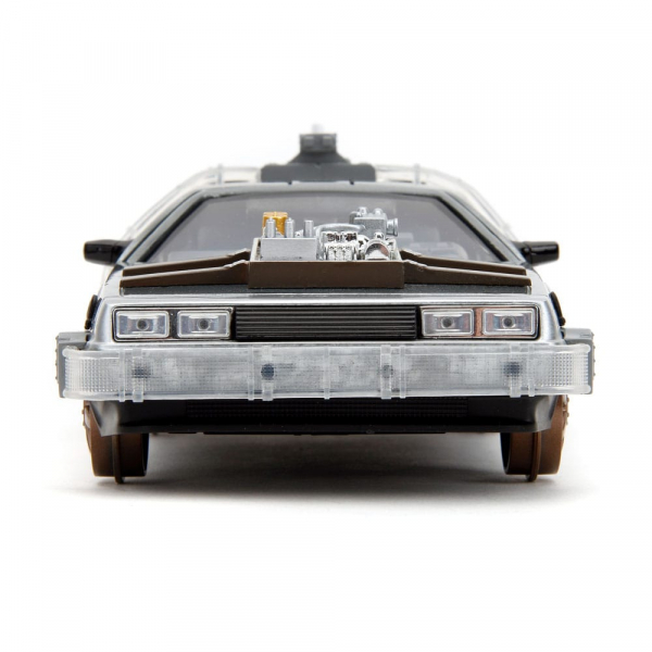 DeLorean (Railroad Wheels) Time Machine Diecast Model 1/24 Hollywood Rides, Back to the Future Part III