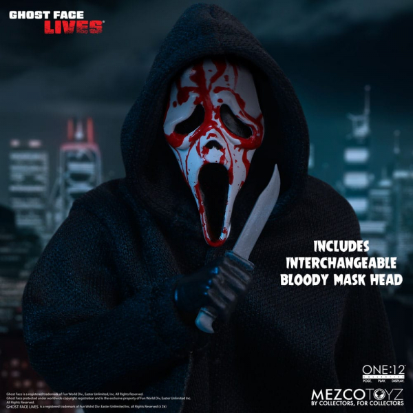 Ghost Face Action Figure 1/12 Mezco, Scream, 17 cm