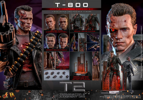 T-800 (Battle Damaged Version 2.0) Action Figure Movie Masterpiece Series, Terminator 2, 32 cm