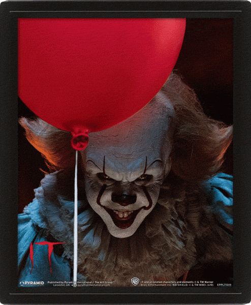 Pennywise 3D-Effekt Poster im Rahmen, Stephen Kings Es, 26 x 20 cm