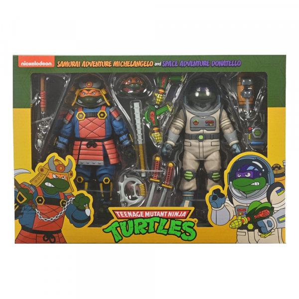 Samurai Adventure Michelangelo & Space Adventure Donatello (Cartoon) Actionfiguren-Doppelpack, Teenage Mutant Ninja Turtles, 18 cm