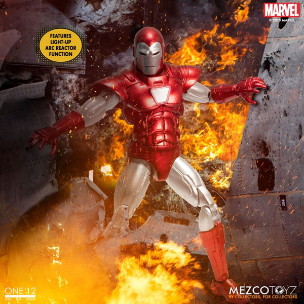 Iron Man (Silver Centurion Edition) Actionfigur 1:12 Mezco, Marvel, 17 cm