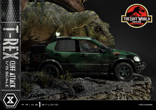 T-Rex Cliff Attack Statue 1:15 Legacy Museum Collection, Vergessene Welt: Jurassic Park, 53 cm