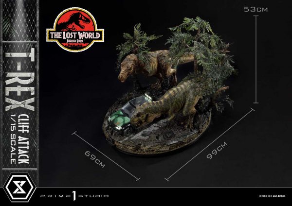 T-Rex Cliff Attack Statue 1:15 Legacy Museum Collection, Vergessene Welt: Jurassic Park, 53 cm