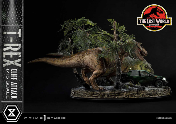 T-Rex Cliff Attack Statue 1:15 Legacy Museum Collection, Vergessene Welt: Jurassic Park, 53 cm