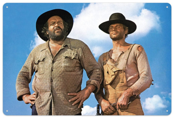 Bud Spencer & Terence Hill Blechschild, Die rechte und die linke Hand des Teufels, 20 x 30 cm