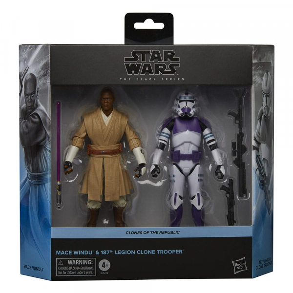 Mace Windu & 187th Legion Clone Trooper Actionfiguren Black Series Exclusive, Star Wars: Clones of the Republic, 15 cm