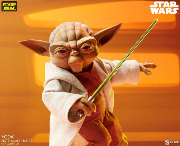 Yoda Actionfigur 1:6 Sideshow, Star Wars: The Clone Wars, 14 cm